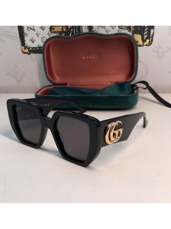 New Gucci Geometric Men’s Women’s Sunglasses GG0956S 003 Black/Gold 54mm main image 8